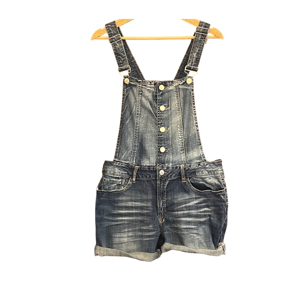 Modern Refuge Denim Shortalls Overalls Festival Boho Girly Medium Wash Size 14